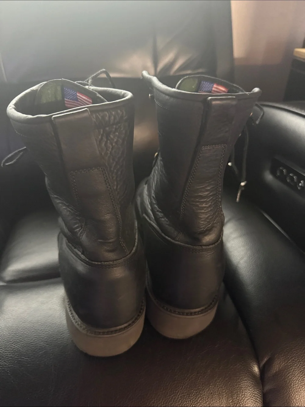 Justin Boots Black Leather Lace-Up Work Boots with Kiltie Fringe